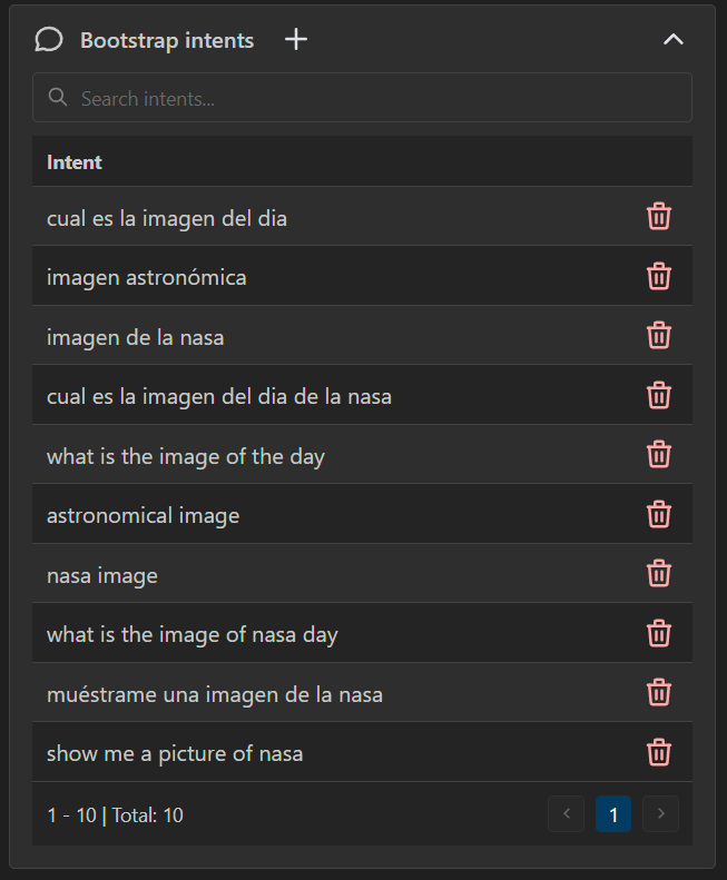 Nasa skill bootstrap intents