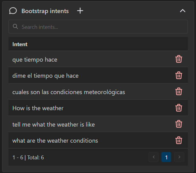 Weather skill bootstrap intents