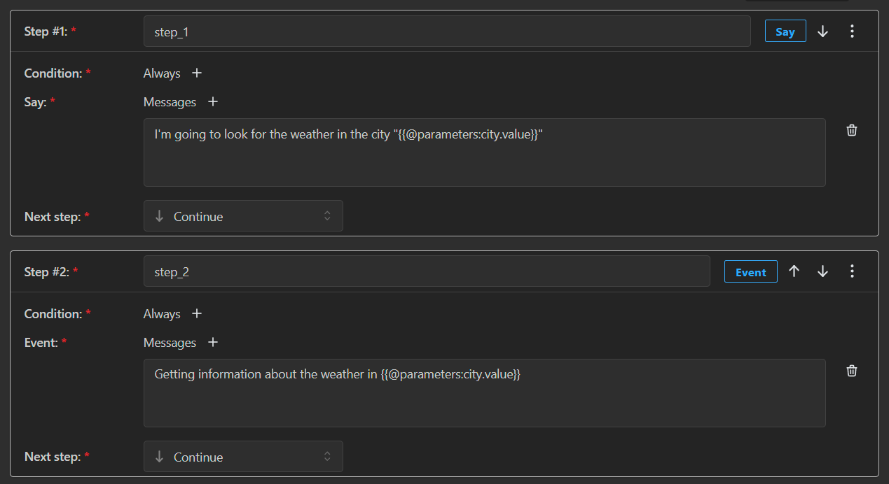 Weather skill step 1 and 2